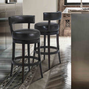 Corbin 26" Counter Height Swivel Onyx Faux Leather and Espresso Wood Bar Stool - Furniture City (CA)l