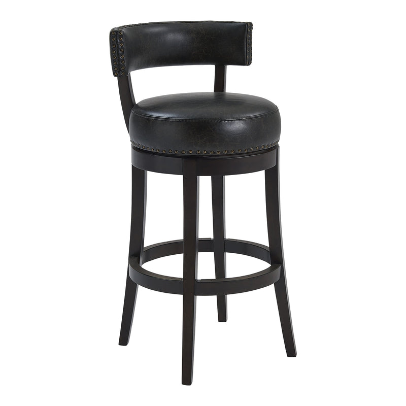 Corbin 30" Bar Height Swivel Onyx Faux Leather and Espresso Wood Bar Stool - Furniture City (CA)l