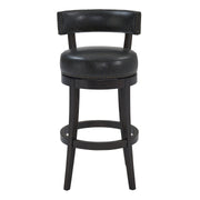 Corbin 30" Bar Height Swivel Onyx Faux Leather and Espresso Wood Bar Stool - Furniture City (CA)l