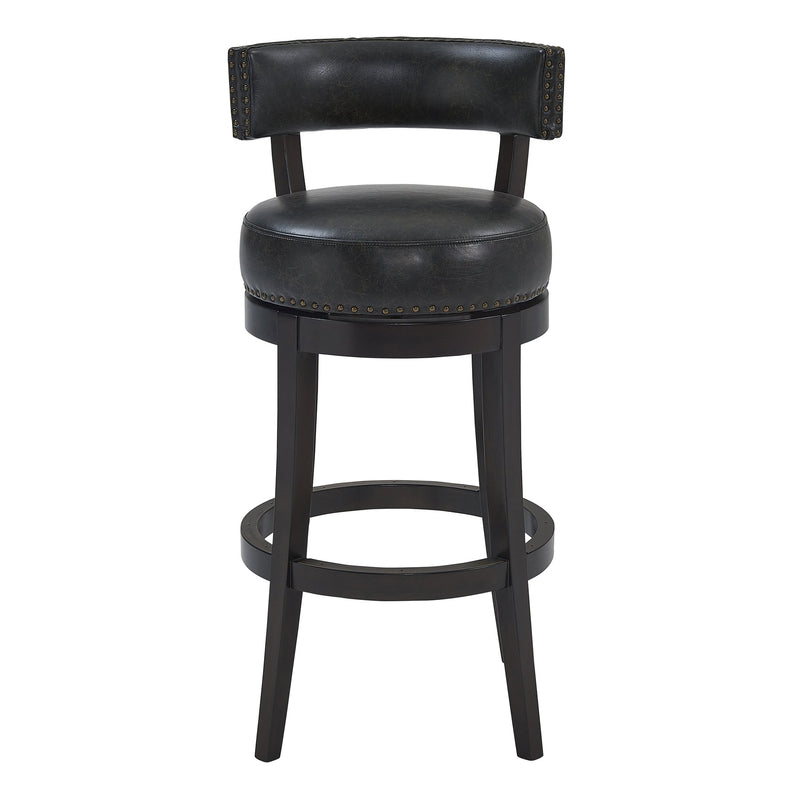 Corbin 30" Bar Height Swivel Onyx Faux Leather and Espresso Wood Bar Stool - Furniture City (CA)l