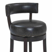 Corbin 30" Bar Height Swivel Onyx Faux Leather and Espresso Wood Bar Stool - Furniture City (CA)l
