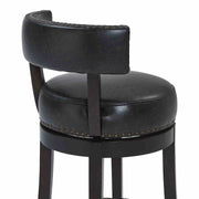 Corbin 30" Bar Height Swivel Onyx Faux Leather and Espresso Wood Bar Stool - Furniture City (CA)l
