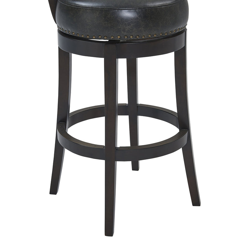 Corbin 30" Bar Height Swivel Onyx Faux Leather and Espresso Wood Bar Stool - Furniture City (CA)l