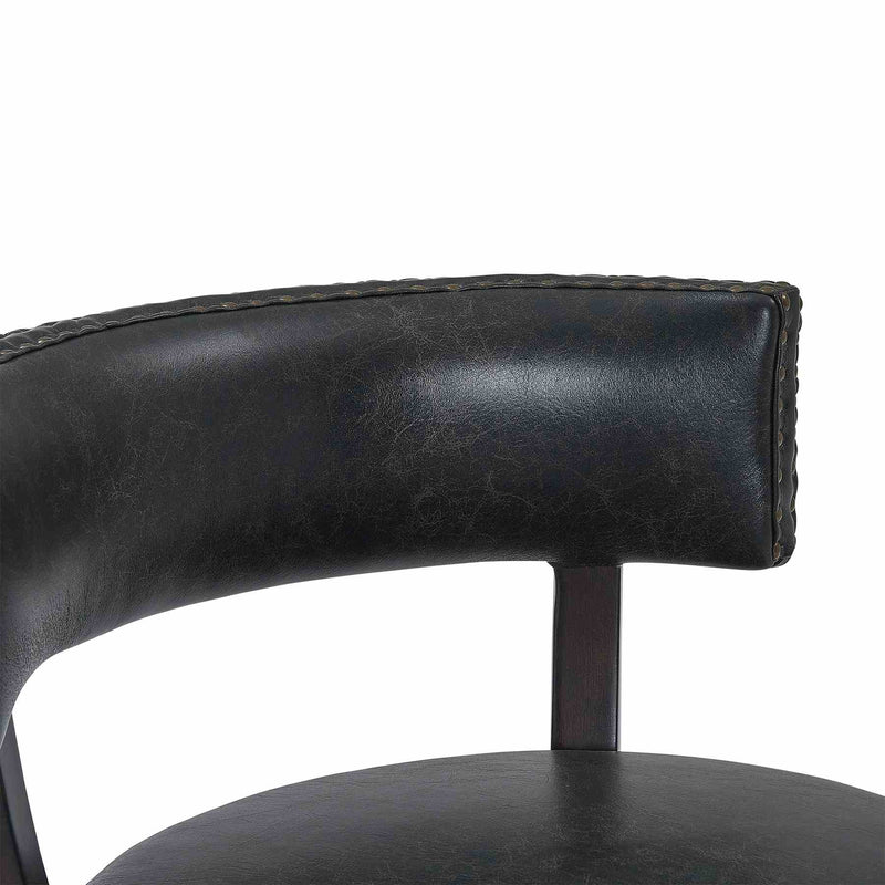 Corbin 30" Bar Height Swivel Onyx Faux Leather and Espresso Wood Bar Stool - Furniture City (CA)l