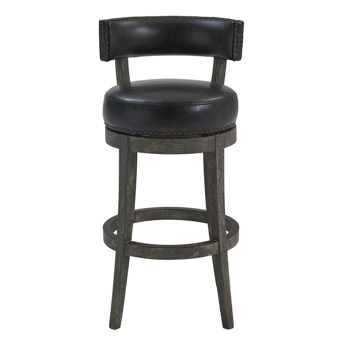 Corbin 26" Counter Height Swivel Onyx Faux Leather and American Gray Wood Bar Stool