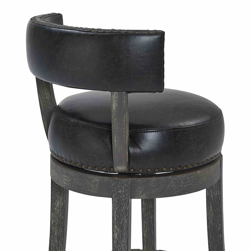 Corbin 26" Counter Height Swivel Onyx Faux Leather and American Gray Wood Bar Stool - Furniture City (CA)l