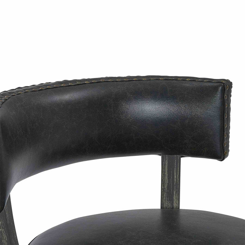 Corbin 26" Counter Height Swivel Onyx Faux Leather and American Gray Wood Bar Stool - Furniture City (CA)l