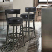 Corbin 26" Counter Height Swivel Onyx Faux Leather and American Gray Wood Bar Stool - Furniture City (CA)l