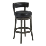 Corbin 30" Bar Height Swivel Onyx Faux Leather and American Gray Wood Bar Stool - Furniture City (CA)l