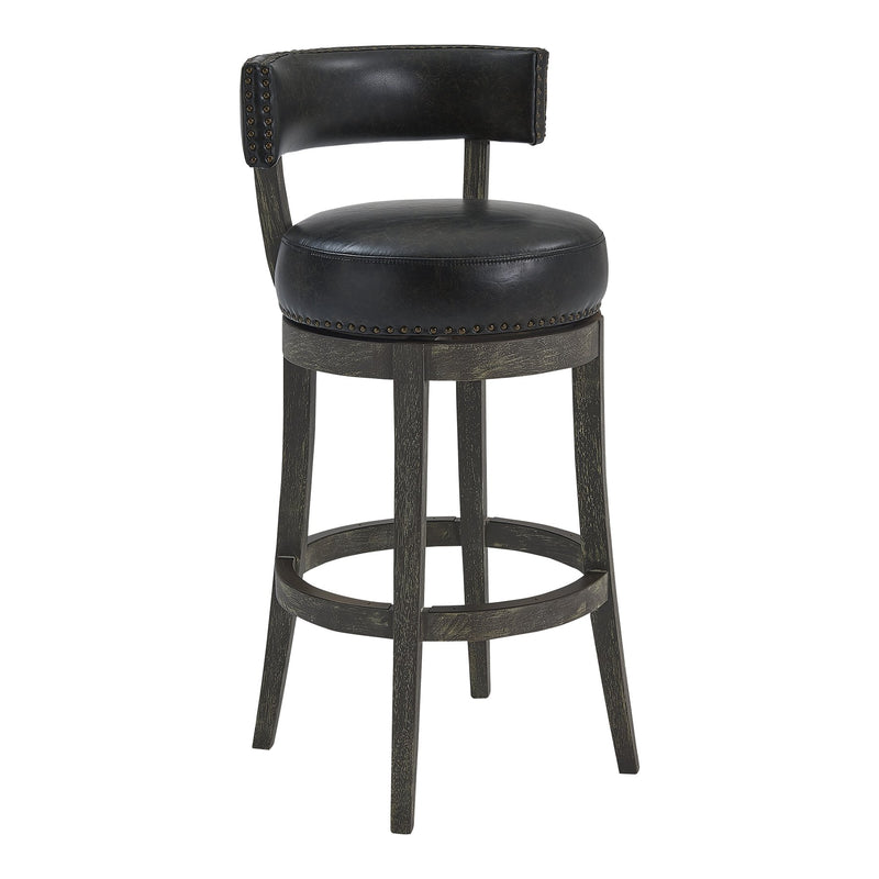 Corbin 30" Bar Height Swivel Onyx Faux Leather and American Gray Wood Bar Stool - Furniture City (CA)l