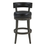 Corbin 30" Bar Height Swivel Onyx Faux Leather and American Gray Wood Bar Stool - Furniture City (CA)l