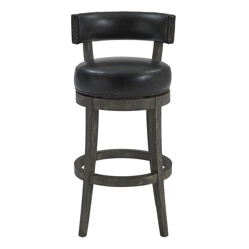 Corbin 30" Bar Height Swivel Onyx Faux Leather and American Gray Wood Bar Stool - Furniture City (CA)l