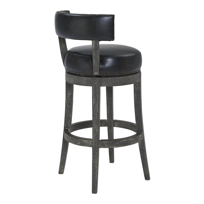 Corbin 30" Bar Height Swivel Onyx Faux Leather and American Gray Wood Bar Stool - Furniture City (CA)l