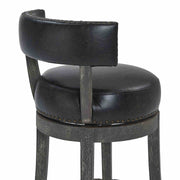 Corbin 30" Bar Height Swivel Onyx Faux Leather and American Gray Wood Bar Stool - Furniture City (CA)l