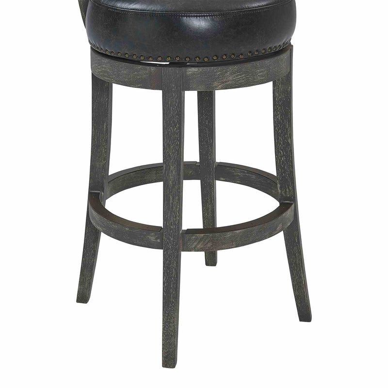Corbin 30" Bar Height Swivel Onyx Faux Leather and American Gray Wood Bar Stool - Furniture City (CA)l