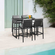 Cayman Outdoor Patio Counter Height Bar Stool in Aluminum with Gray Cushions - Furniture City (CA)l
