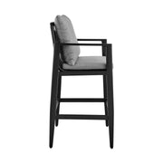 Cayman Outdoor Patio Counter Height Bar Stool in Aluminum with Gray Cushions - Furniture City (CA)l