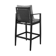 Cayman Outdoor Patio Counter Height Bar Stool in Aluminum with Gray Cushions - Furniture City (CA)l