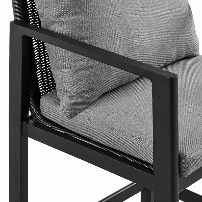 Cayman Outdoor Patio Counter Height Bar Stool in Aluminum with Gray Cushions - Furniture City (CA)l