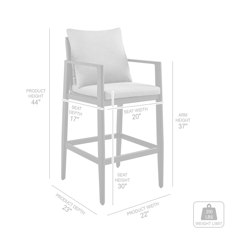 Cayman Outdoor Patio Bar Stool in Aluminum with Gray Cushions - Furniture City (CA)l