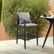 Cayman Outdoor Patio Bar Stool in Aluminum with Gray Cushions - Furniture City (CA)l