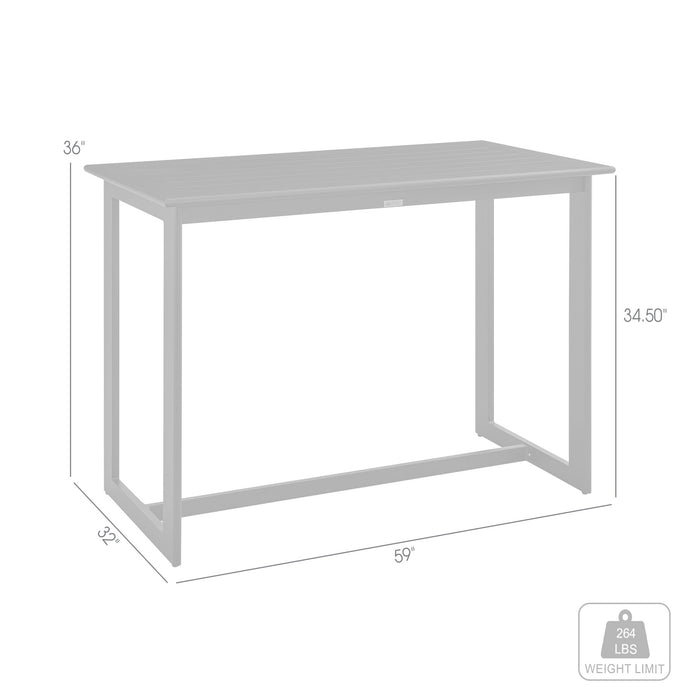 Cayman Outdoor Patio Counter Height Dining Table in Black Aluminum