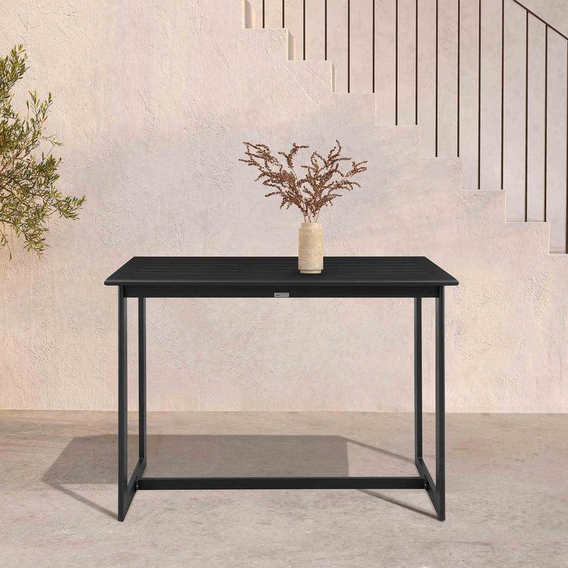 Cayman Outdoor Patio Counter Height Dining Table in Black Aluminum - Furniture City (CA)l