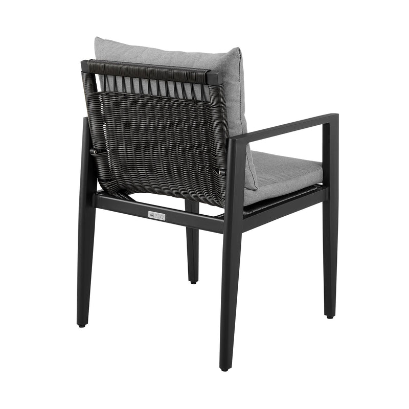 Cayman Outdoor Patio Dining Chairs with Arms in Aluminum with Gray Cushions - Set of 2 - Furniture City (CA)l