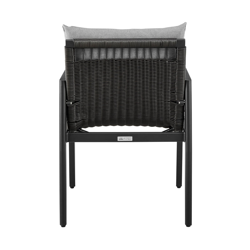 Cayman Outdoor Patio Dining Chairs with Arms in Aluminum with Gray Cushions - Set of 2 - Furniture City (CA)l