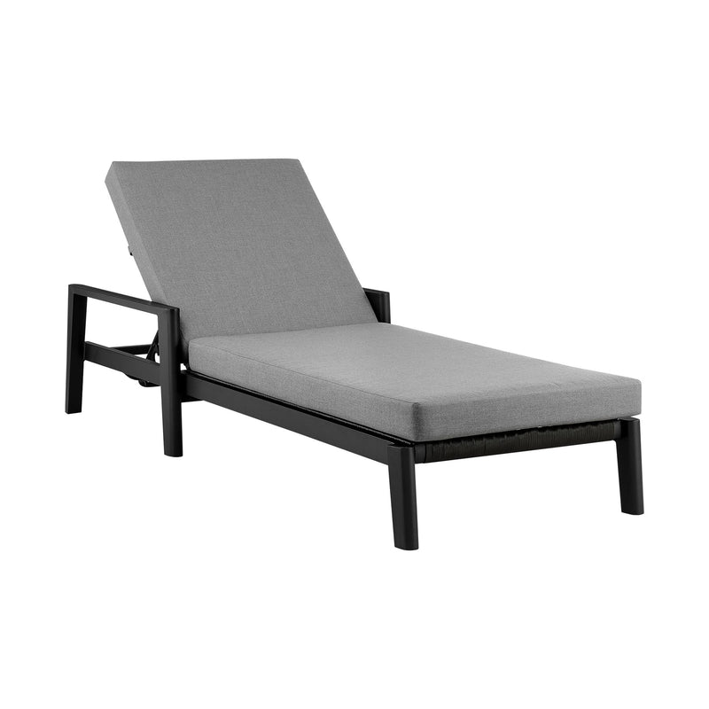 Cayman Outdoor Patio Adjustable Chaise Lounge Chair in Aluminum with Gray Cushions - Furniture City (CA)l