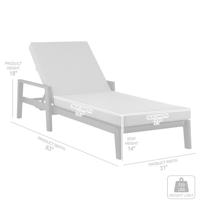 Cayman Outdoor Patio Adjustable Chaise Lounge Chair in Aluminum with Gray Cushions
