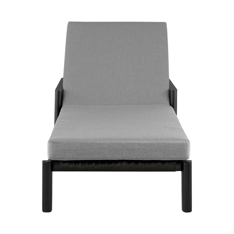 Cayman Outdoor Patio Adjustable Chaise Lounge Chair in Aluminum with Gray Cushions - Furniture City (CA)l