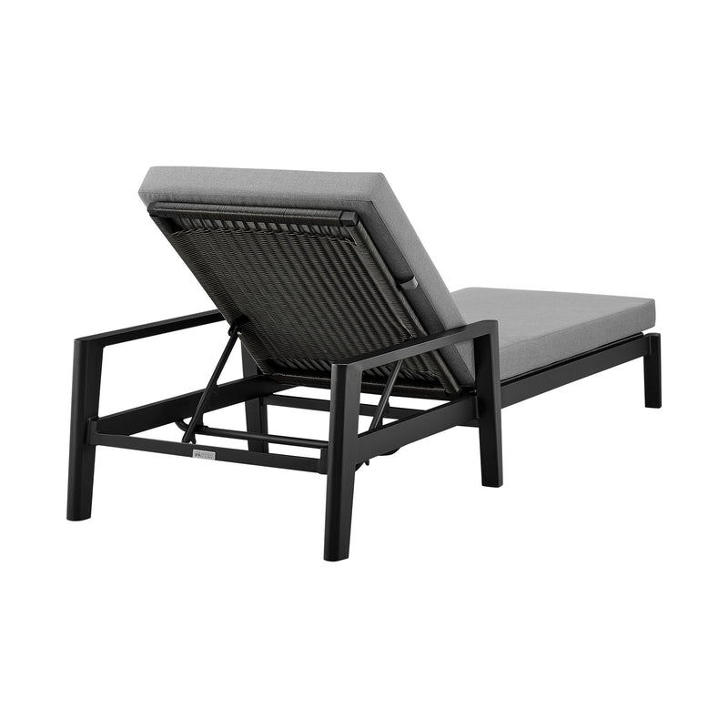 Cayman Outdoor Patio Adjustable Chaise Lounge Chair in Aluminum with Gray Cushions - Furniture City (CA)l