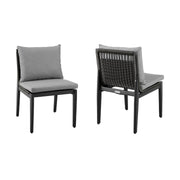 Cayman Outdoor Patio Dining Chairs in Aluminum with Gray Cushions - Set of 2 - Furniture City (CA)l
