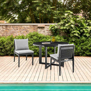 Cayman Outdoor Patio Dining Chairs in Aluminum with Gray Cushions - Set of 2 - Furniture City (CA)l