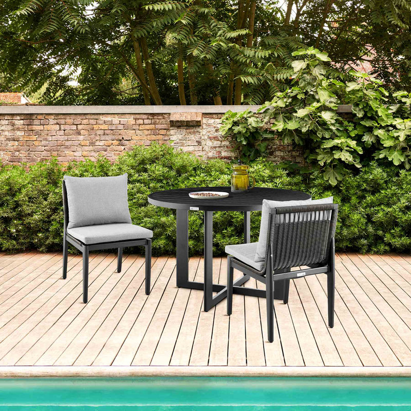 Cayman Outdoor Patio Dining Chairs in Aluminum with Gray Cushions - Set of 2 - Furniture City (CA)l