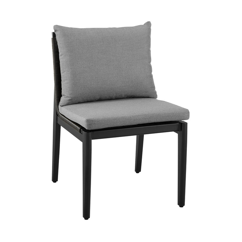 Cayman Outdoor Patio Dining Chairs in Aluminum with Gray Cushions - Set of 2 - Furniture City (CA)l