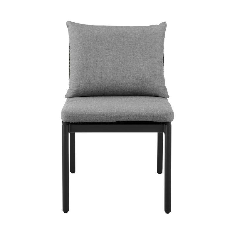 Cayman Outdoor Patio Dining Chairs in Aluminum with Gray Cushions - Set of 2 - Furniture City (CA)l