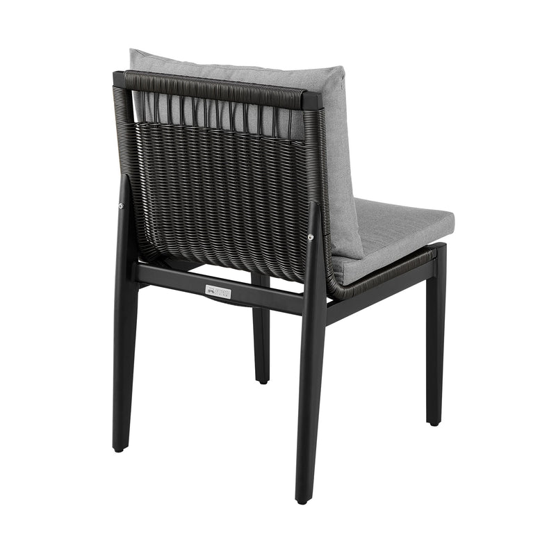 Cayman Outdoor Patio Dining Chairs in Aluminum with Gray Cushions - Set of 2 - Furniture City (CA)l