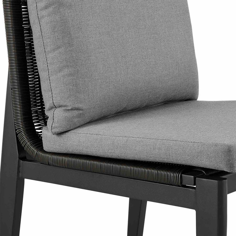 Cayman Outdoor Patio Dining Chairs in Aluminum with Gray Cushions - Set of 2 - Furniture City (CA)l