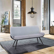 Coronado Contemporary Bench in Brushed Gray Powder Coated Finish and Gray Fabric - Furniture City (CA)l