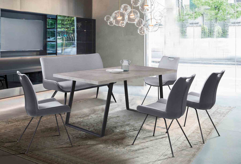 Coronado Contemporary Bench in Brushed Gray Powder Coated Finish and Gray Fabric - Furniture City (CA)l