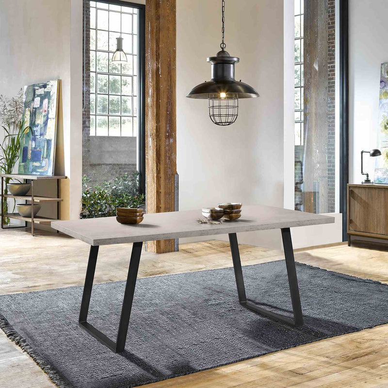 Coronado Contemporary Dining Table in Gray Powder Coated Finish with Cement Gray Top - Furniture City (CA)l