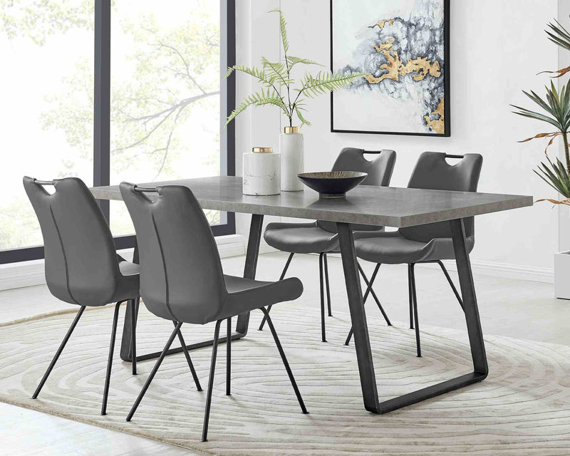 Coronado Contemporary Dining Chair in Gray Powder Coated Finish and Gray Faux Leather - Set of 2 - Furniture City (CA)l