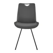 Coronado Contemporary Dining Chair in Gray Powder Coated Finish and Gray Faux Leather - Set of 2 - Furniture City (CA)l