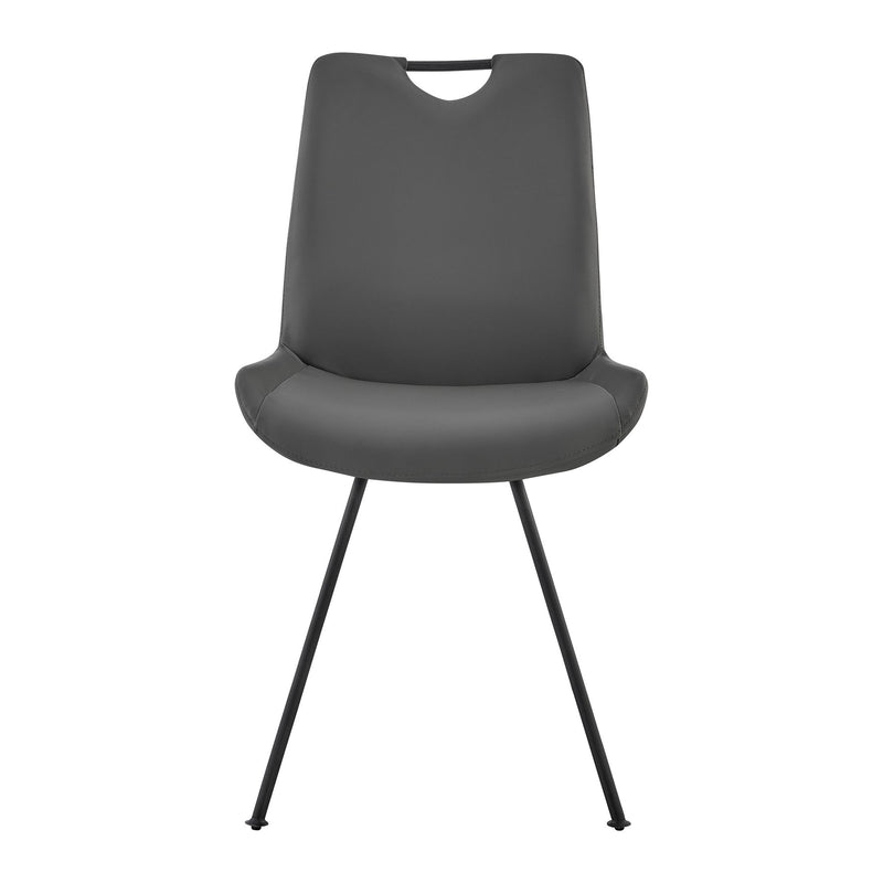 Coronado Contemporary Dining Chair in Gray Powder Coated Finish and Gray Faux Leather - Set of 2 - Furniture City (CA)l