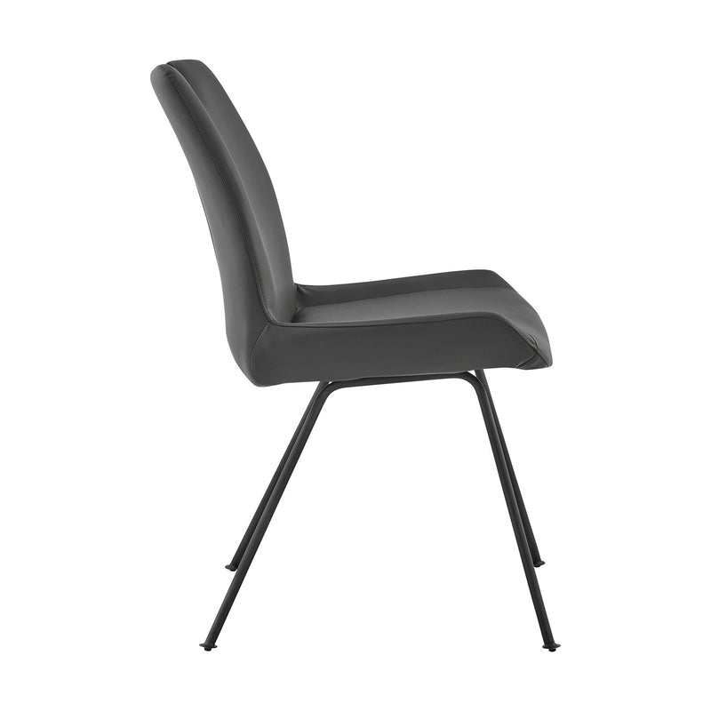Coronado Contemporary Dining Chair in Gray Powder Coated Finish and Gray Faux Leather - Set of 2 - Furniture City (CA)l