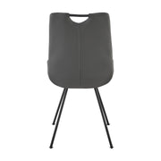 Coronado Contemporary Dining Chair in Gray Powder Coated Finish and Gray Faux Leather - Set of 2 - Furniture City (CA)l