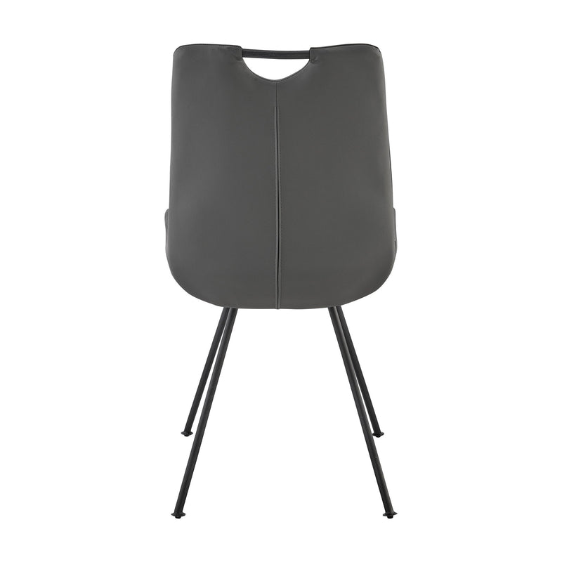 Coronado Contemporary Dining Chair in Gray Powder Coated Finish and Gray Faux Leather - Set of 2 - Furniture City (CA)l