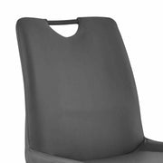 Coronado Contemporary Dining Chair in Gray Powder Coated Finish and Gray Faux Leather - Set of 2 - Furniture City (CA)l